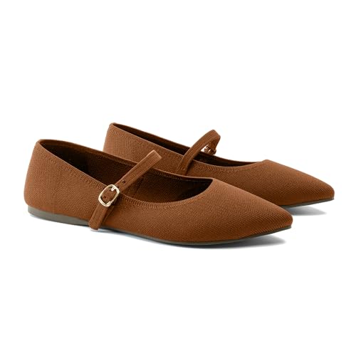 Image of Soesyi Pointed Toe Flats Knit Ballet Flat Shoes for Women Comfortable with Adjustable Strap,Washable Dressy Casual Flats for Work Office