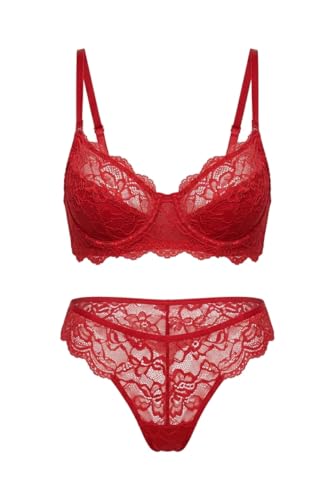 Image of Soft Lace Non Padded Bra Panty Set for Women || Non Padded Lingerie Set for Female,Ladies