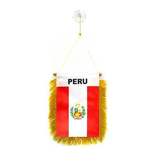 Image of AZ FLAG Peru Mini Banner 6'' x 4'' - Peruvian Pennant 15 x 10 cm - Mini Banners 4x6 inch Suction Cup Hanger
