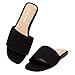 Herstyle Women’s Knit Flat Sandals 2025 – Dressy Casual Slip-On Fashion Sandals with Memory Foam, Square Open Toe Single Band Slides for Summer, Travel & Daily Comfort, BlackKN, Size 5.0, Melvin
