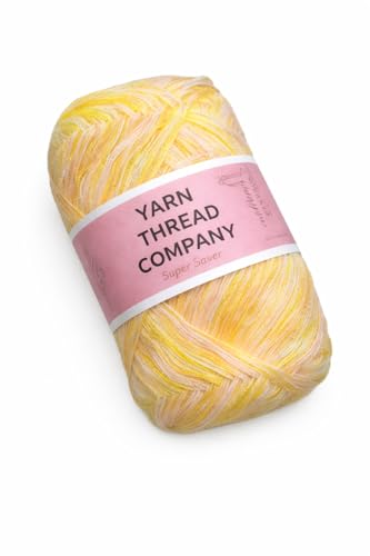 Image of 3 Ply Knitting Wool Yarn, Supersoft Hand Knitting Wool for Craft, Crochet, Amigurumi, Embroidery (Yellow)