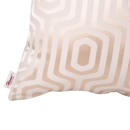 Image of Home- The Best is for You Designer Self Design Cotton 275 TC Cushion Covers Pack of 2 (Cream Hexa 20X20 Inch) Ideal for Sofas, Chairs, Cars & Hotels