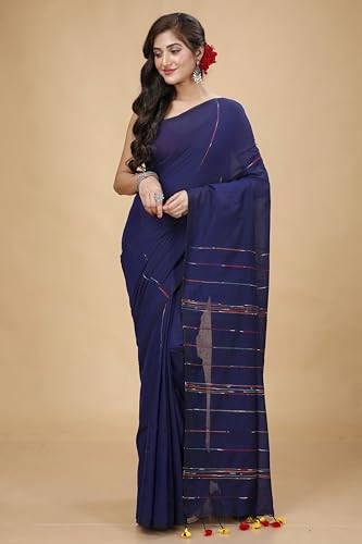 Image of Women's Traditional Bengal Handloom Soft Cotton Khesh Saree