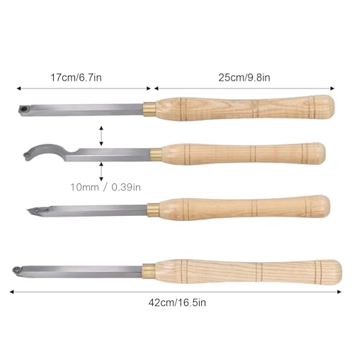 Kit de 4 herramientas para torno de madera con mango de madera miniatura 7