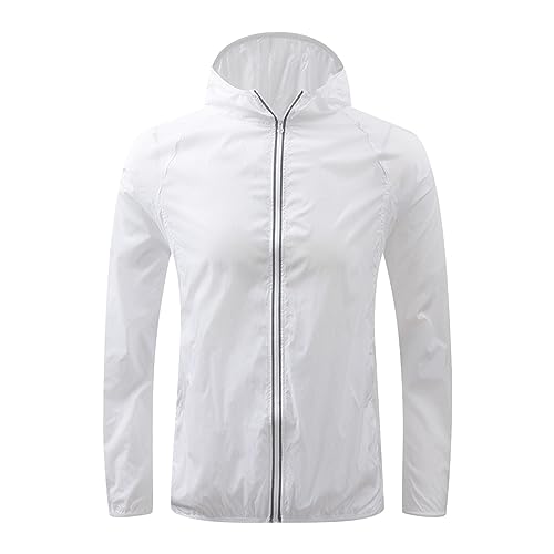 DABAOK Abrigos de lana para mujer, talla grande, con capucha, a prueba de viento, sueltos, impermeables, reflectantes, para adolescentes y niñas, para clima frío, blanco, L