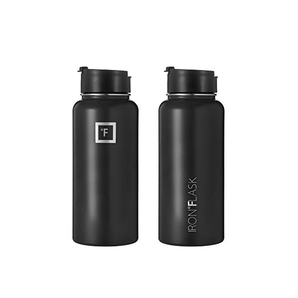IRON °FLASK Sports Water Bottle - 32 Oz 3 Lids (Straw Lid), Leak Proof - Stainless Steel Gym & Sport Bottles for Men, Women & Kids - Double Walled, Insulated Thermos, Metal Canteen