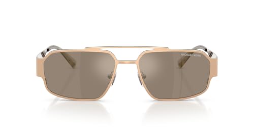 Michael Kors Mens MK1182 Cape Town Rectangular Sunglasses, Gold Matte/Brown Monochromatic Silver Mirrored, 58 mm
