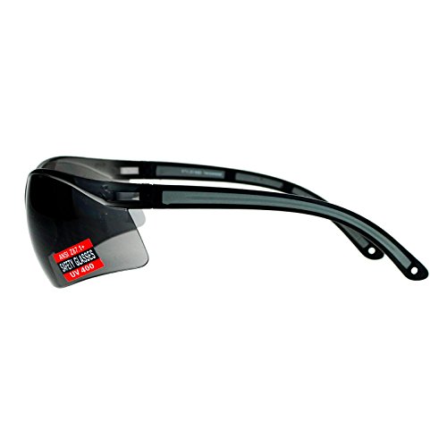 PASTL Black Lens Protective Safety Glasses UV 400 ANSI Z87.1+ Half Rim Sporty4