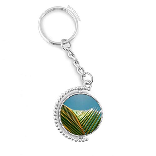 Llavero de planta y cielo azul con anillo de cadena rotativo para coleccionistas de fotografía