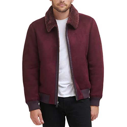 Image of DKNY Men's Faux Shearling Bomber Jacket With Faux Fur Collar