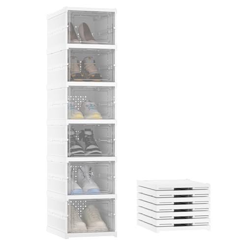 YFFSFDC 折りたたみ シューズボックス 3秒組み立て！ 玄関省スペース・高耐久・ホコリ防止・スニーカーも美しくディスプレイ