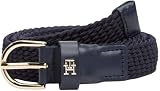 Tommy Hilfiger Damen Gürtel Essential Effortless 2,5 cm Elastic Ledergürtel, Blau (Space Blue), 85 cm