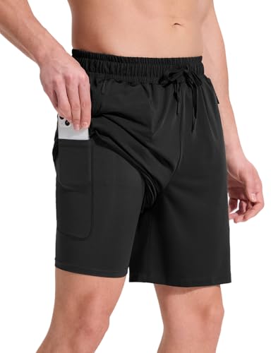 baleaf Mens Swim Trunks with Compression Liner 5 & 7 inch Quick Dry Bathing Suit Swim Shorts with Zippered Pockets