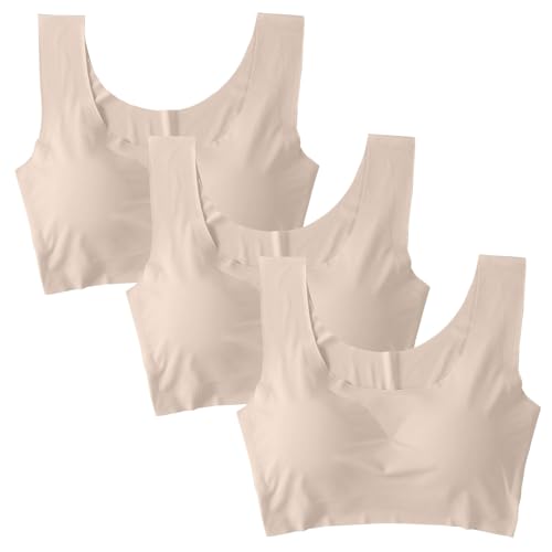 Soutien Gorge Mary Brassiere Femme Grande Taille Soutien Gorge De Sport Confortable Et Élastique pour Femme avec Coussinets Quotidien 3 des Lingerie pour Brassiere Khaki XXL