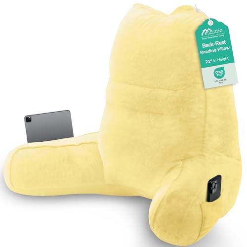 Image of Sasttie Reading Pillow for Bed, Back Pillow for Sitting Up, Light Yellow