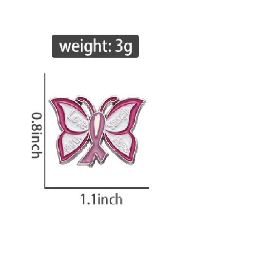 Image of Breast Cancer Awareness Pink Ribbon Rhinestone Brooch Pins, Faith Hope Love Fight Pray Lapel Pins, Pink Crystal Support Jewelry for Women