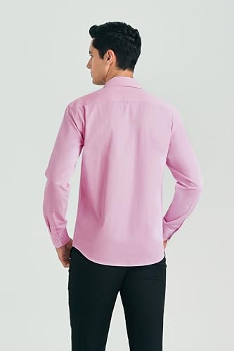 Image of HISDERN Mens Dress Shirts Long Sleeve Button Down Casual Shirts for Men Inner Contrast Formal Business Tuxedo Wedding Shirt