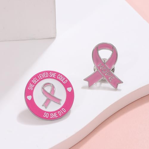 Image of Pink Ribbon Breast Cancer Awareness Brooches Pin, Love Faith Strength Hope Butterfly Brooches Pin, Rhinestone Pink Ribbon Hope Pin Brooch
