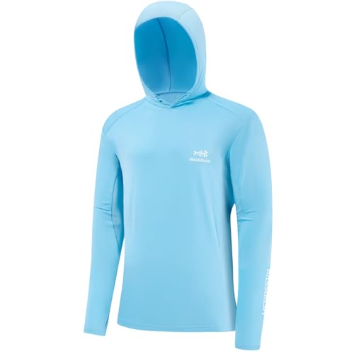 Bassdash Hommes UPF 50 + Cordon de Serrage Chemises à Capuche de Pêche Protection Solaire UV à Manches Longues Randonnée en Plein air T-Shirts à Capuche...