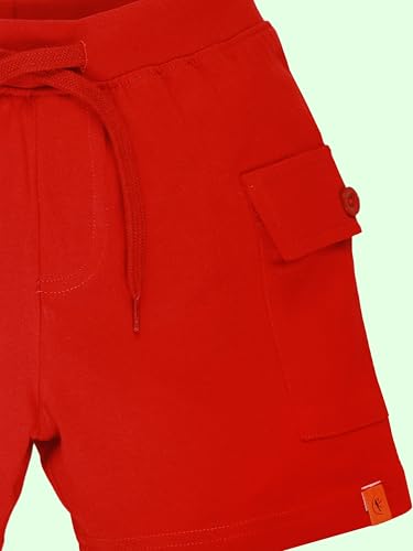 Image of KiddoPanti Boys 100% Cotton Knitted Above Knee Length Basic Cargo Shorts
