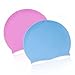 Cuffia Piscina Bambini 2 Pezzi Cuffia Nuoto con Capelli Lunghi, Ricci, 100% Silicone Ipoallergenico Impermeabile di Qualità Superiore Elastica e Comoda (Blu+Rosa)