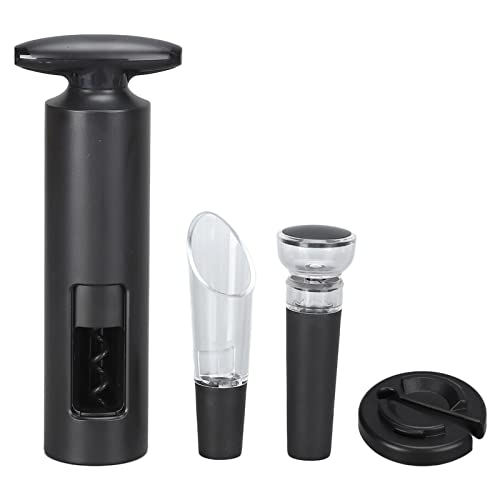 Adfaga Juego de abridor de vino, sacacorchos de botella Manual portátil, útil herramienta de mano de cocina, accesorios para mujeres mayores, negro, 4 Uds. ABS