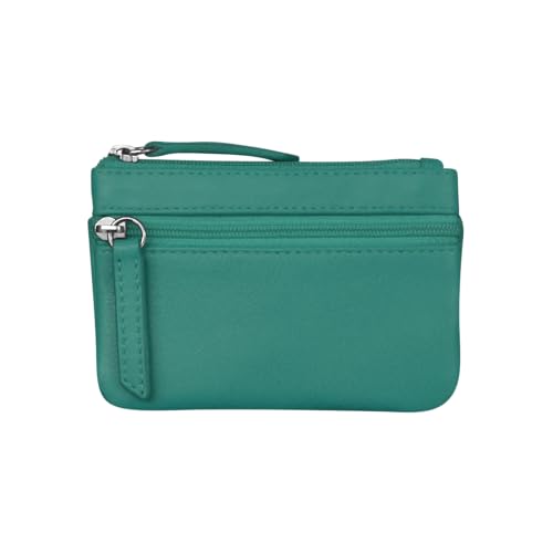 Image of ili New York Leather Mini Compact Coin Purse - Aqua