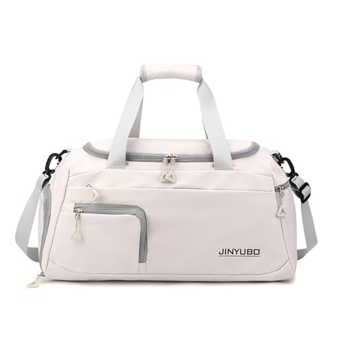 Weekender Overnight Bag Travel Duffel Bag with Independent Shoe Compartment Carry On Sports Tote Gym Bag for Women Men (Beige)2