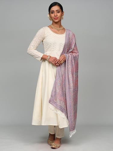 Women's Reversible Acrylic Stole with Woven Giant Paisley Flowers Weave Design Shawl Scarves for Girl2