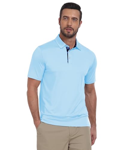 Image of ZITY Golf Shirts for Men Short Sleeve Moisture Wicking Solid Performance Designed Print Collared Casual Polo Shirt