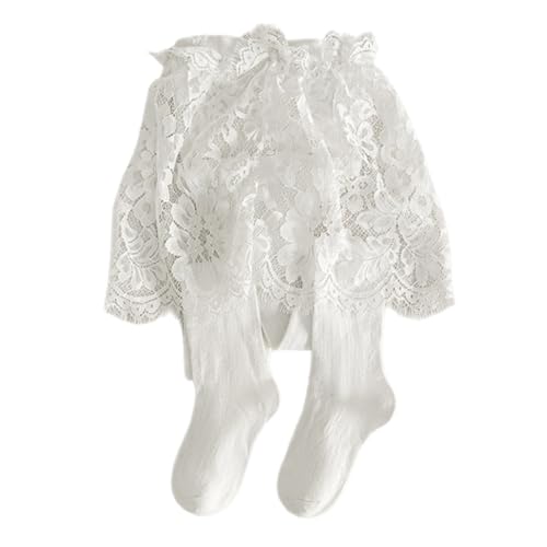 Toddler Socks, Toddler Girls Lace Ruffle Overlay Tights with Build In Lace Skirt Breathable Cotton Pantyhose Outfits
