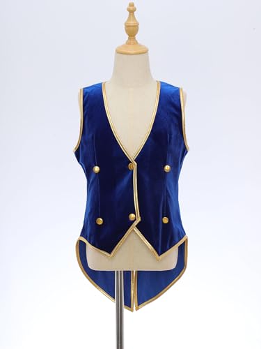 Kids Boys Vintage Medieval Renaissance Tailcoat Velvet Vest Victorian Steampunk Button Down Waistcoat3