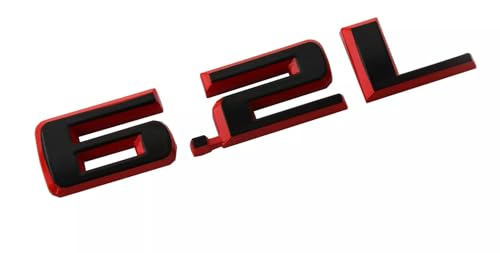Image of Hood Body Style Emblems 3D Badge Decals Fits for 2019-2021 6.2L 2pcs (Red Black)