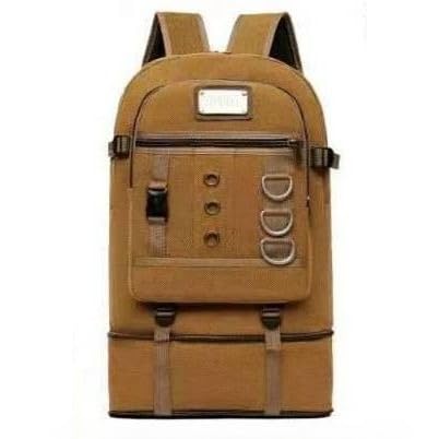 Mochila Masculina 50L de Lona Reforçada, Qualidade Resistente, Ideal para Viagens e Aventuras(Marrom)