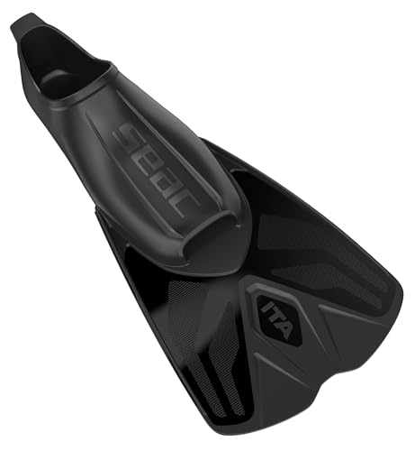 SEAC ITA, Palmes Courtes de Natation et d'apnée, légères et puissantes, pour Adultes et Enfants, Noir, 42/43