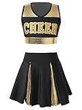 Oyolan Kid Girls Cheer Uniform Outfit Sleeveless V Neckline School Cheerleading Camp Cosplay Hallowe