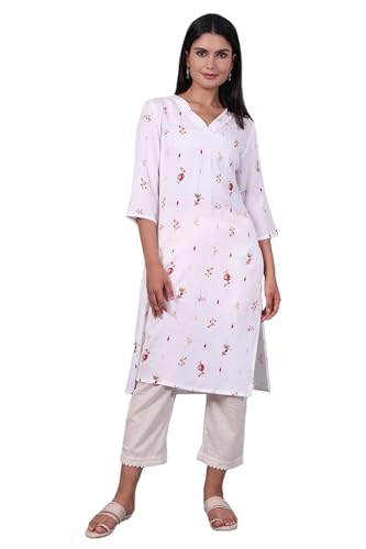 Image of W for Woman Schiffli Embroidered Straight Rayon Kurta