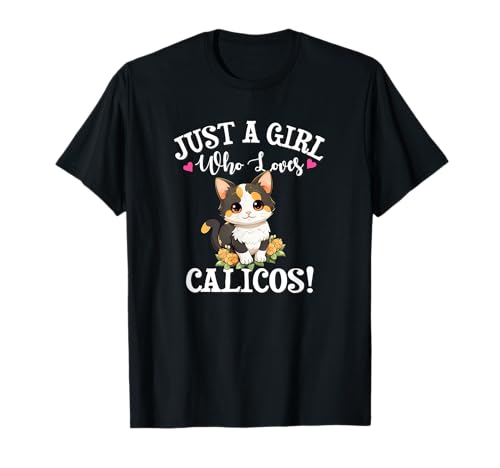 Kawaii Girl Who Loves Calico Cat Lover T-Shirt