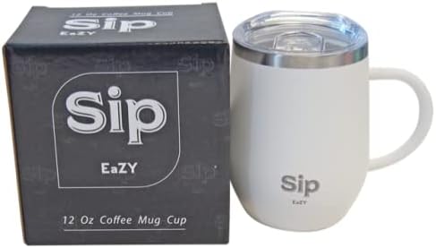 Miniatura 9 de Taza aislada de acero inoxidable 188 de doble pared negra, asa y tapa, 12 onzas, bebidas calientes hasta 6 horas frías hasta 24 horas, café, té,