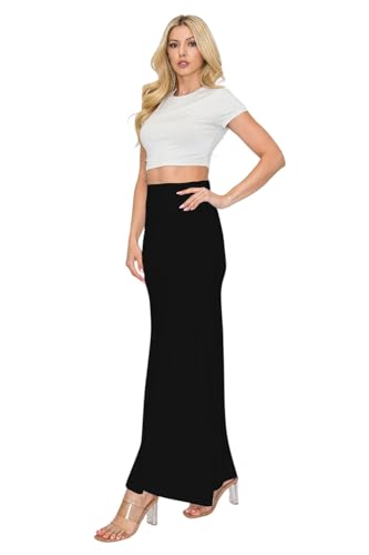 OMNIGENUS Women's Folded Wide Waist Band Long Maxi Skirt (S-XL)2