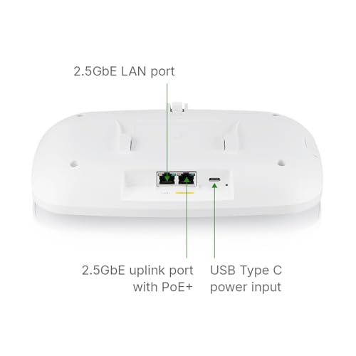 Image of Zyxel WiFi 7 Wireless Access Point BE11000 | PoE + or USB C (not included) | 2x 2.5Gb Ethernet Ports | Triple Radio | Nebula Flex Cloud or Standalone | RADIUS Authentication | TAA Compliant | NWA130BE