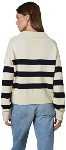 Image of Velvet by Graham & Spencer Women's Lucie Cotton Cashmere Striped Polo Sweater