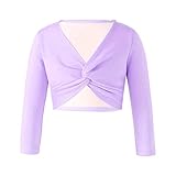 Enfants filles couleur unie ballet gymnastique wrap tops pull à manches longues nœud torsadé pull tricoté cardigan pour la danse