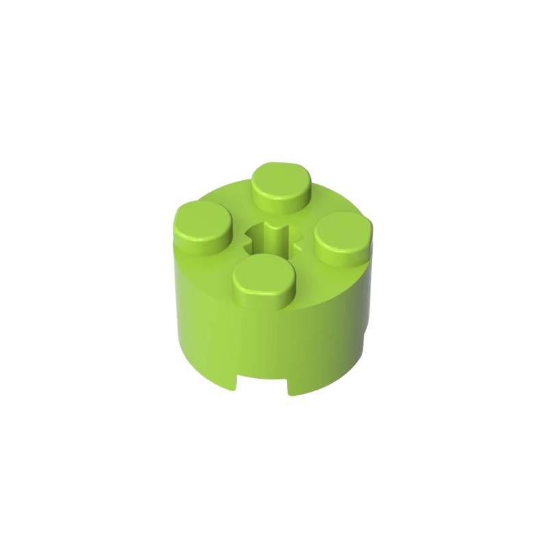 Gobricks 6143 Round Brick Brick Round 2x2 with Axle Hole 50 Pieces GDS-607 Compatible with Lego Building Blocks Color:Lime — image 1