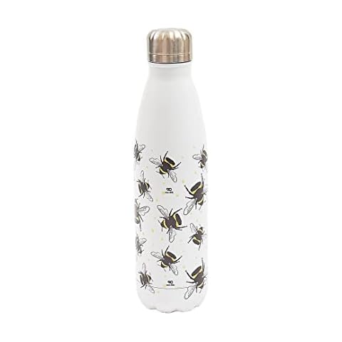 Eco Chic Reusable Thermal Bottle | Stainless Steel Insulated Travel Bottle with Leakproof Lid | Eco-Friendly and Reusable for Hot & Cold Drinks (Bumble Bees Grey) Cover