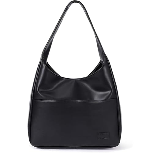 Hobo Bag Damen, Uni Tasche Schultertasche für Schule und Arbeit, Schwarze Handtasche mit Großer Kapazität für Einkauf und Reise, Modische Unitasche für Tägliche Organisation und Sichere Aufbewahrung