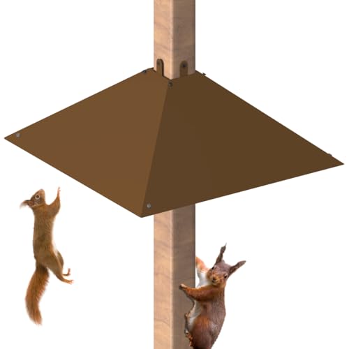 Khordin Metal Squirrel Baffle for 4x4 Post Outside Wooden Pole Mount Squirrel Guards for Bird Feeders 17 Inch Squirrels Deterrents Stopper to Deter Racoons Brown 1pcs (Patented No.: D1069260)