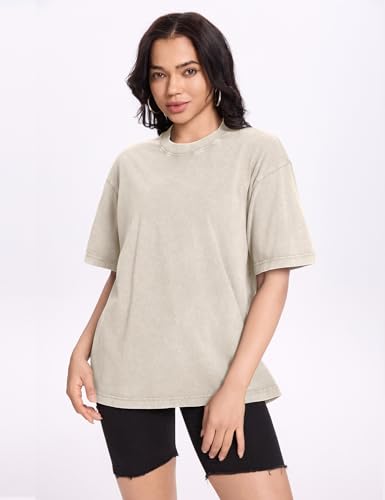 PEHMEA 3 Pcs Women's Oversized T-Shirts Cotton Short Sleeve Vintage Washed Baggy Boyfriend Streetwear Summer Tops4