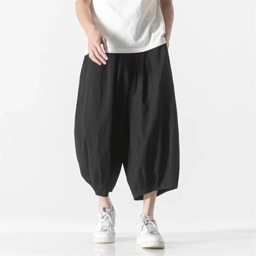 Men's Loose Pants Harajuku Harem Cotton Linen Lantern Pant Wide Leg Trousers2