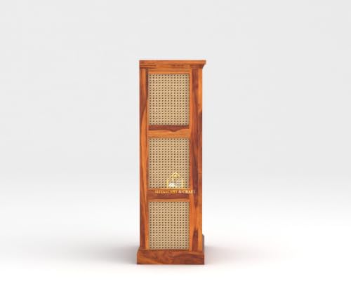 Image of SHYAM ART & CRAFT Solid Sheesham Wooden Bookshelf | Book Shelf Cabinet for Home & Office Living Room | Pre Assembled Semi Open Bookshelf (Honey Finish)